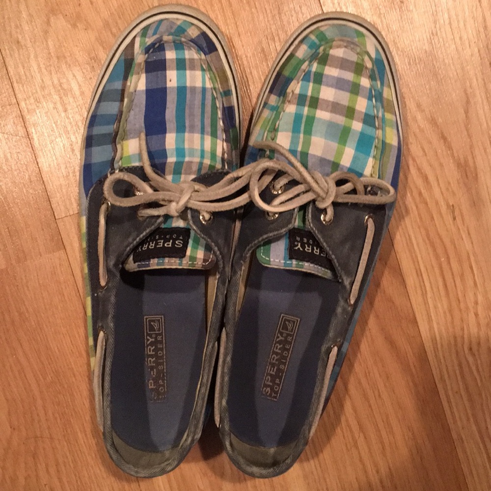 Blue and green Plaid Sperry’s